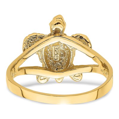 14K Yellow Gold Textured Sea Turtle Ring – view 7