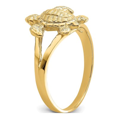 14K Yellow Gold Textured Sea Turtle Ring – view 8