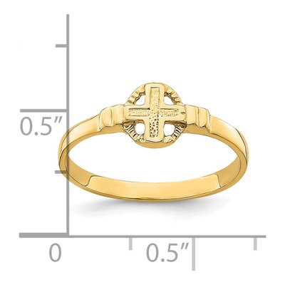 14K Yellow Gold Cross Circle Ring – view 4