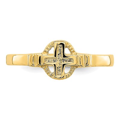 14K Yellow Gold Cross Circle Ring – view 6