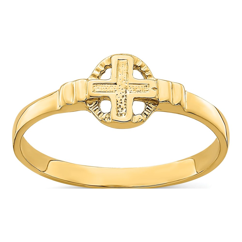 14K Yellow Gold Cross Circle Ring