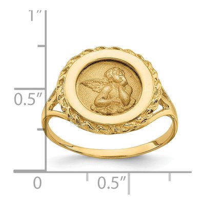 14K Yellow Gold Angel Coin Ring – view 3