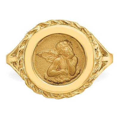 14K Yellow Gold Angel Coin Ring – view 5