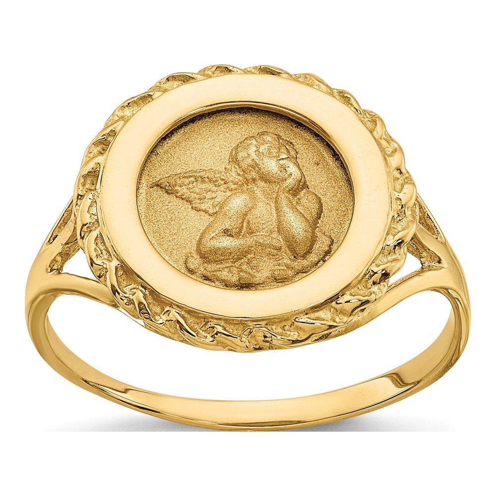14K Yellow Gold Angel Coin Ring