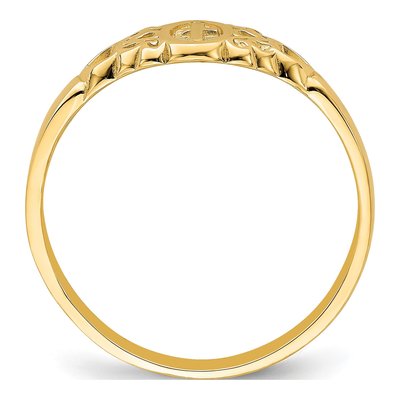 14K Yellow Gold Cross Heart Scroll Ring – view 3