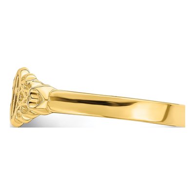 14K Yellow Gold Cross Heart Scroll Ring – view 5