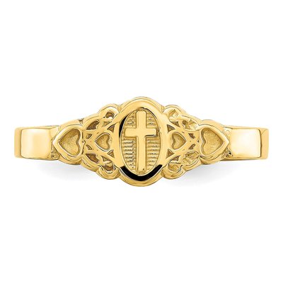 14K Yellow Gold Cross Heart Scroll Ring – view 6
