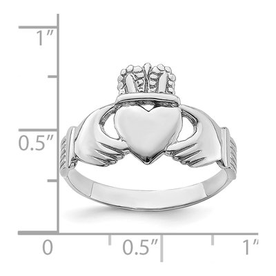 14K White Gold Claddagh Ring – view 4