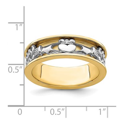 Men's 14K Two-Tone Gold 6.7mm Claddagh Band – view 4
