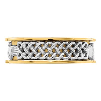 Men's 14K Two-Tone Gold 6.7mm Claddagh Band – view 5