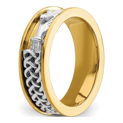 Men's 14K Two-Tone Gold 6.7mm Claddagh Band – view 8