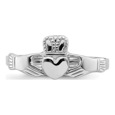 14K White Gold Claddagh Ring – view 6