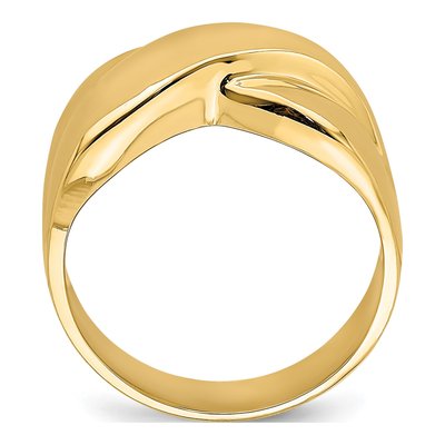 14K Yellow Gold Crisscross Dome Ring – view 3