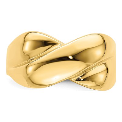 14K Yellow Gold Crisscross Dome Ring – view 6