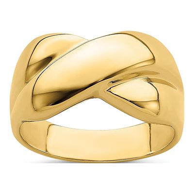 14K Yellow Gold Crisscross Dome Ring
