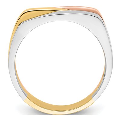 14K Tri-Color Gold Contemporary Flat Top Band – view 3