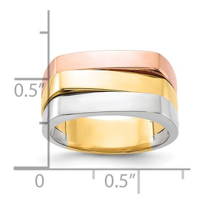 14K Tri-Color Gold Contemporary Flat Top Band – view 4