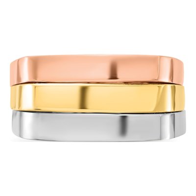 14K Tri-Color Gold Contemporary Flat Top Band – view 6
