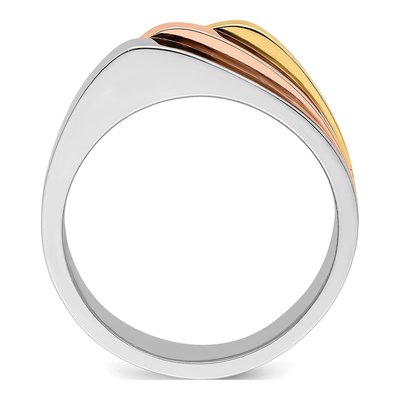 14K Tri-Color Gold Triple Peaked Top Ring – view 3