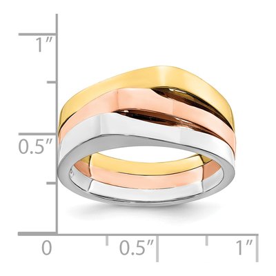 14K Tri-Color Gold Triple Peaked Top Ring – view 4