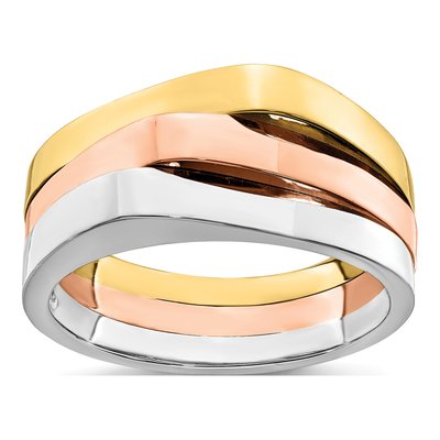 14K Tri-Color Gold Triple Peaked Top Ring