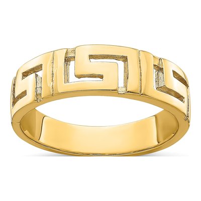 14K Yellow Gold Greek Key Band