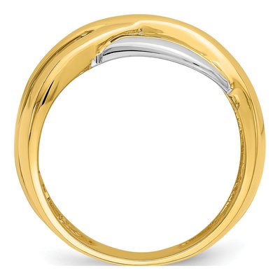 14K Two-Tone Gold Criss-Cross Design Ring – view 3