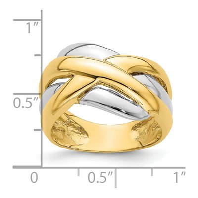 14K Two-Tone Gold Criss-Cross Design Ring – view 4