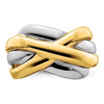 14K Two-Tone Gold Criss-Cross Design Ring – view 6