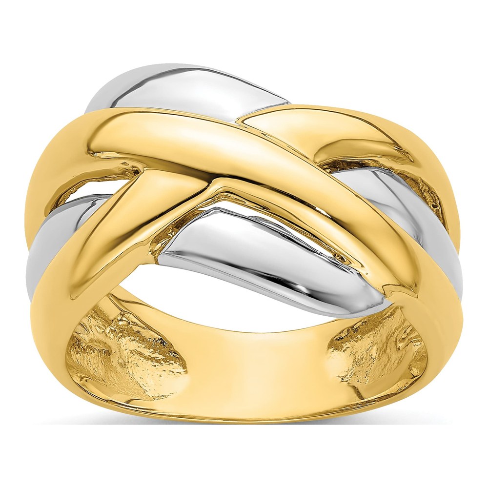 14K Two-Tone Gold Criss-Cross Design Ring