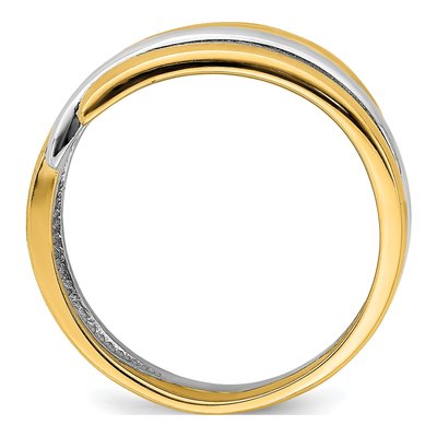 14K Two-Tone Gold Domed Crossover Band – view 3