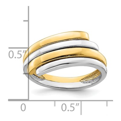 14K Two-Tone Gold Domed Crossover Band – view 4