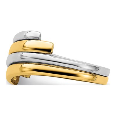 14K Two-Tone Gold Domed Crossover Band – view 5
