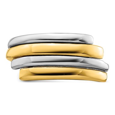14K Two-Tone Gold Domed Crossover Band – view 6