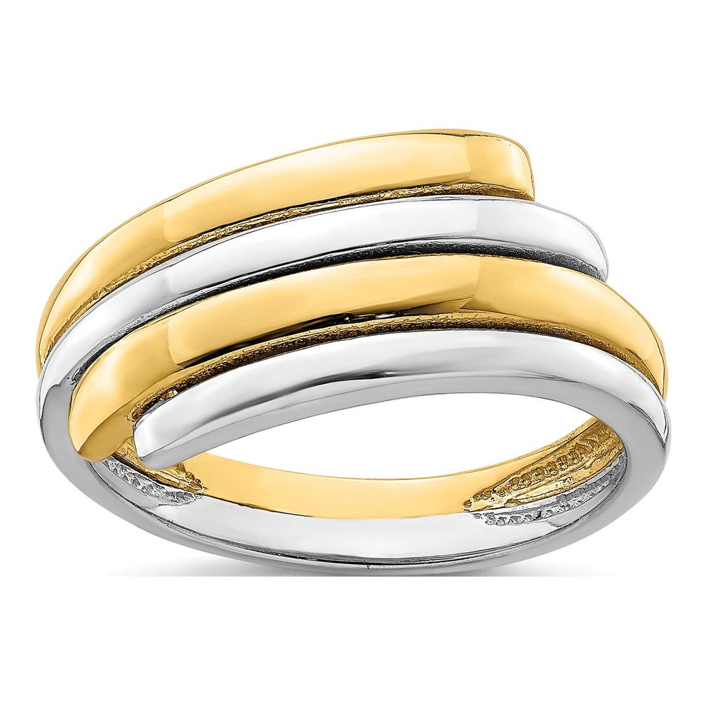 14K Two-Tone Gold Domed Crossover Band