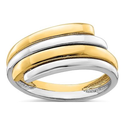14K Two-Tone Gold Domed Crossover Band