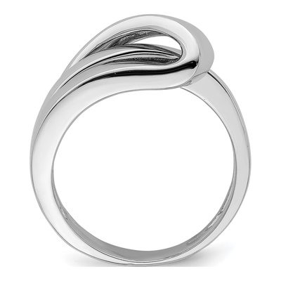 14K White Gold Domed Folded Design Ring – view 3