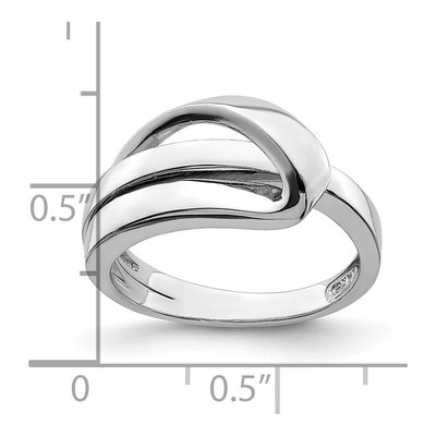 14K White Gold Domed Folded Design Ring – view 4