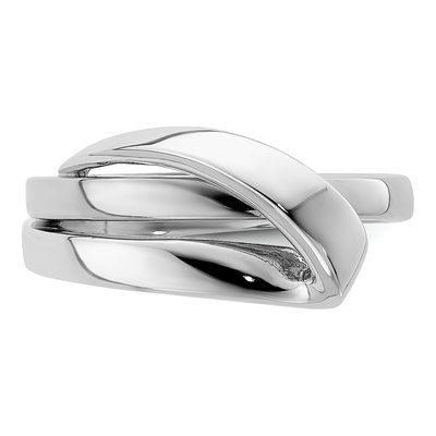14K White Gold Domed Folded Design Ring – view 6