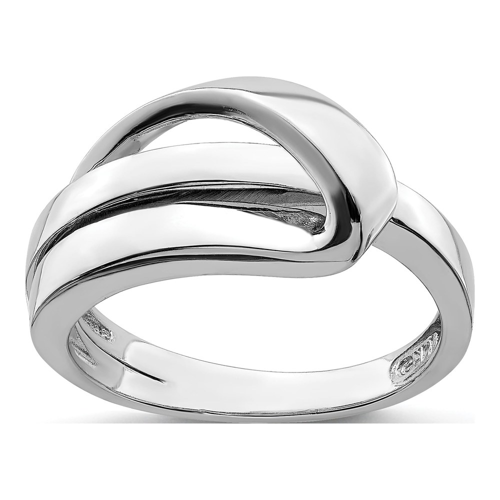 14K White Gold Domed Folded Design Ring