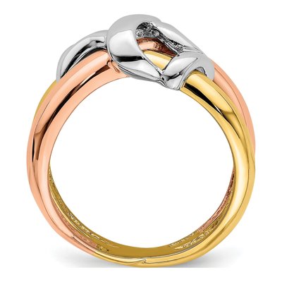 14K Tri-Color Gold Domed Woven Band – view 3