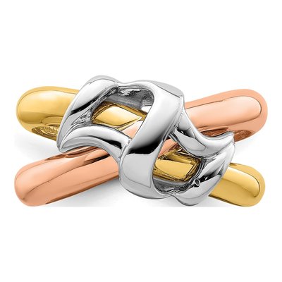 14K Tri-Color Gold Domed Woven Band – view 6