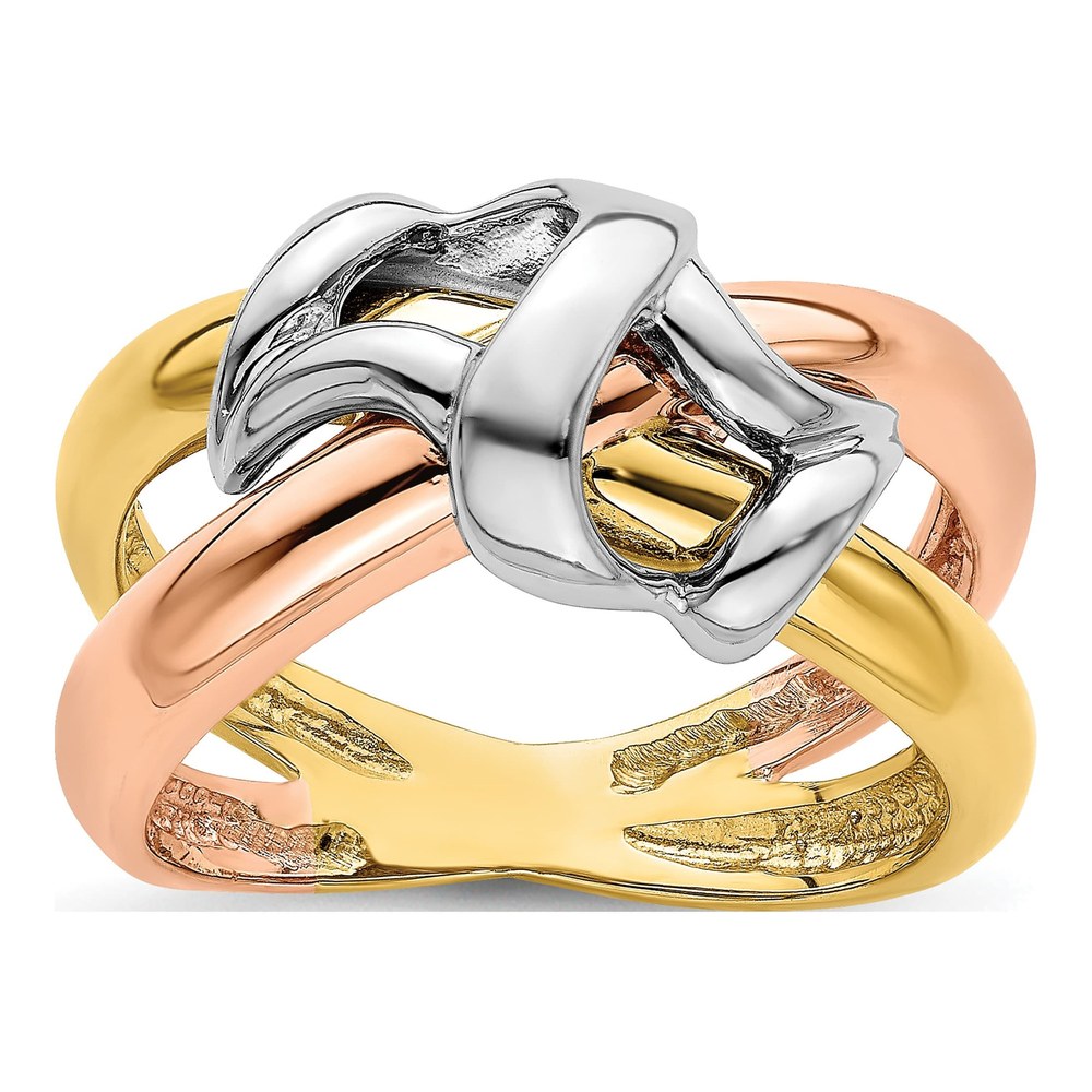14K Tri-Color Gold Domed Woven Band
