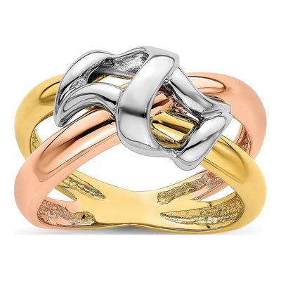 14K Tri-Color Gold Domed Woven Band