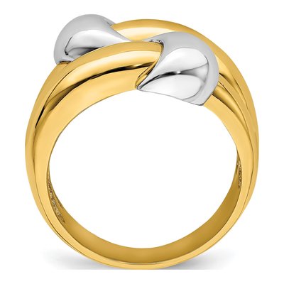 14K Two-Tone Gold Knot Dome Ring – view 3
