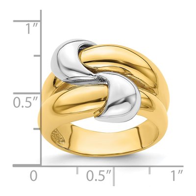 14K Two-Tone Gold Knot Dome Ring – view 4