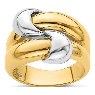 14K Two-Tone Gold Knot Dome Ring