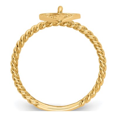 14K Yellow Gold Filigree Heart Dangle Ring – view 3