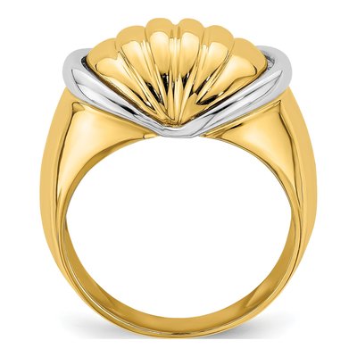 14K Two-Tone Gold Oval Shrimp Fan Design Ring – view 3