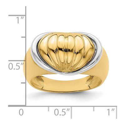 14K Two-Tone Gold Oval Shrimp Fan Design Ring – view 4